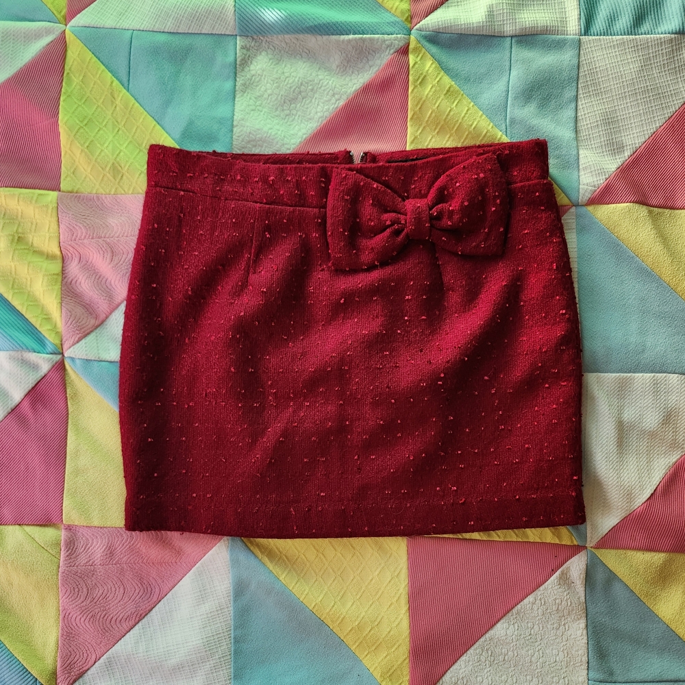 Forever 21 Cherry Red Mini Skirt with Bow